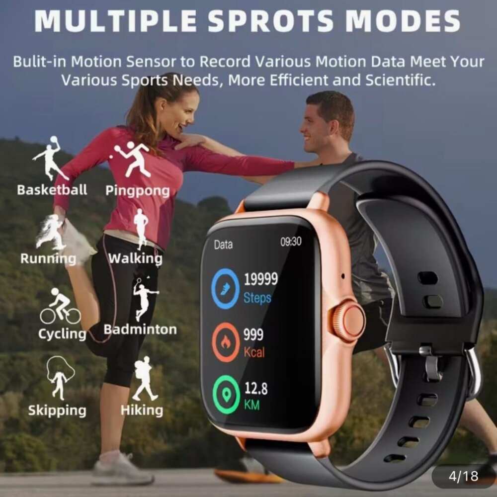 NEW - Smart Watch 1.83'' Touch Screen,Calls, Sleep Monitor iPhone Android- WHITE - Picture 6 of 6